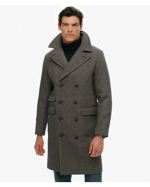 Superdry Gray The Merchant Store - Wool Blend Long Coat for men