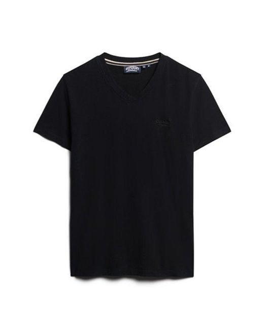Superdry Black Slim Fit Organic Cotton Essential Logo V Neck T-shirt for men