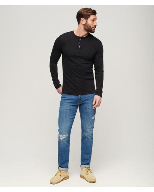 Superdry Black & Co Classic Long Sleeve Jersey Grandad Top for men