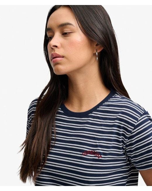 Superdry Blue & Co Essential Logo Striped Fitted T-shirt