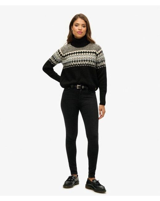 Superdry Black & Co Fairisle Pattern Roll Neck Jumper
