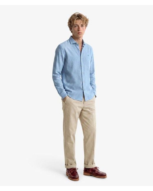 Superdry Blue & Co Riviera Long Sleeve Linen Shirt for men