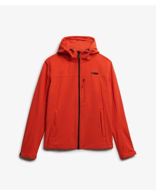 Superdry Red Hooded Soft Shell Trekker Jacket for men