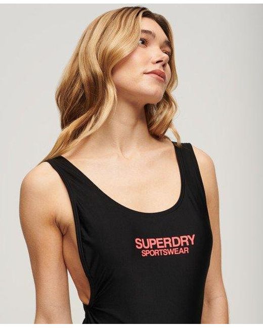 Superdry Black Elastic Scoop Back Swimsuit