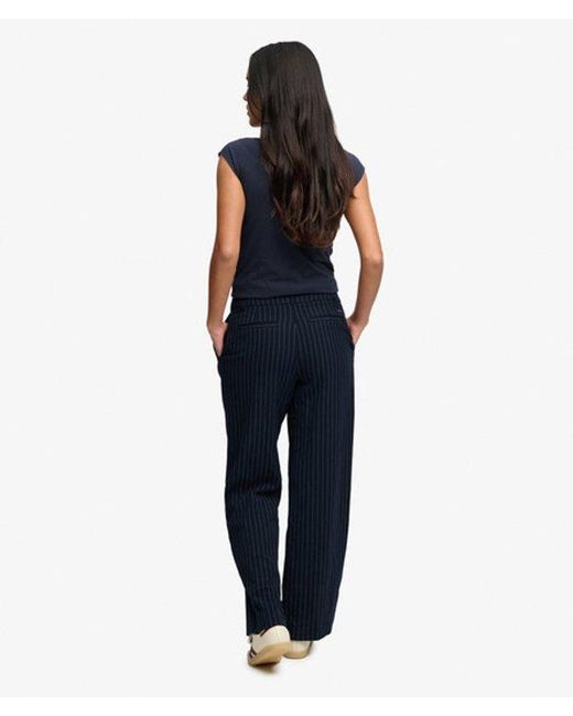 Superdry Blue & Co Mid Rise Pinstripe Trousers