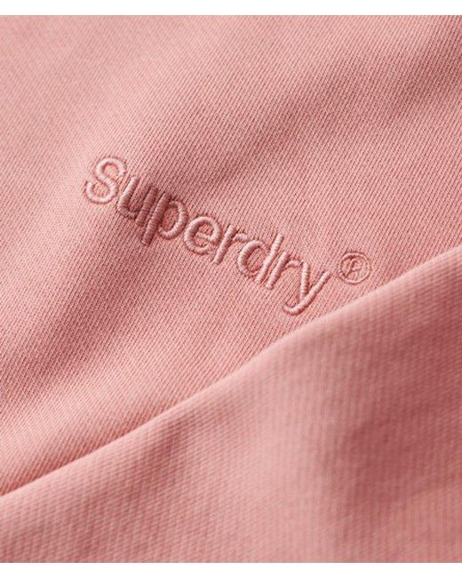 Superdry Pink Embroidered Core Logo Buttoned Crew Sweatshirt