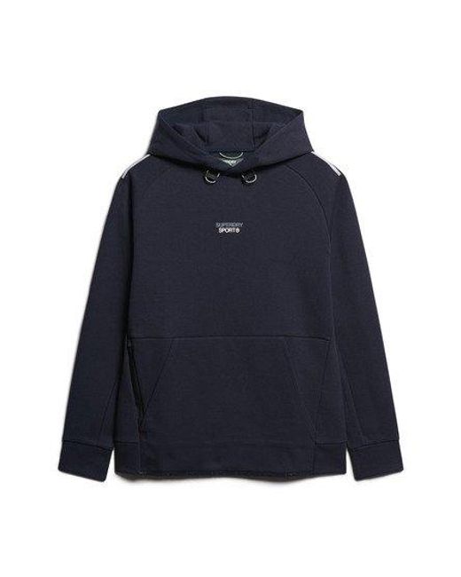 Superdry Blue Loose Fit Embroidered Logo Sport Tech Hoodie for men