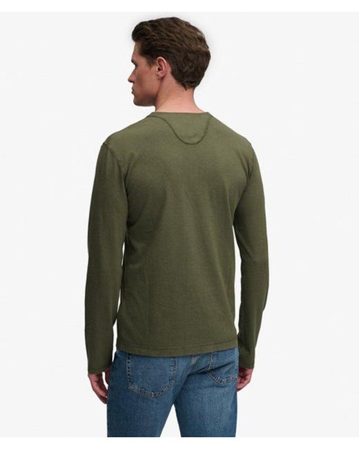 Superdry Green & Co Slub Long Sleeve Jersey Henley Top for men