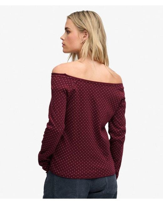 Superdry Red & Co Bardot Off Shoulder Top