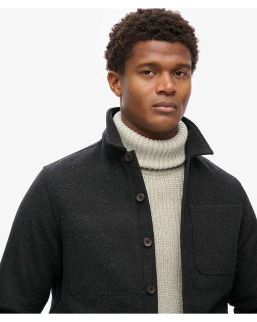 Superdry Black & Co Merchant Wool Texture Overshirt for men