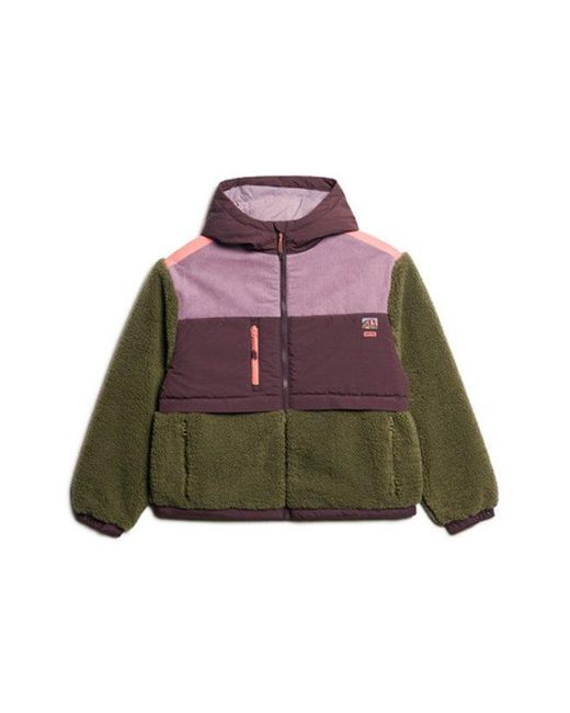 Superdry Red & Co Ladies Classic Colourblock Hooded Fleece Jacket