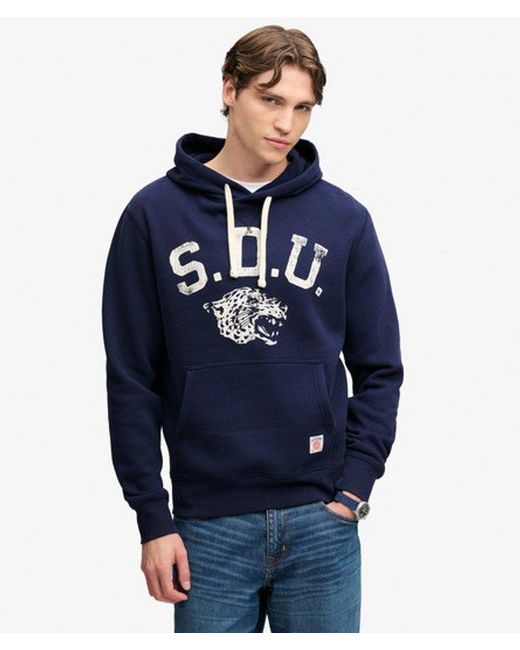 Superdry Blue & Co Athletic Essentials Hoodie for men