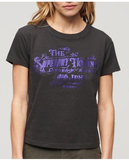 T-shirt ajusté métallisé workwear Superdry en coloris Gray