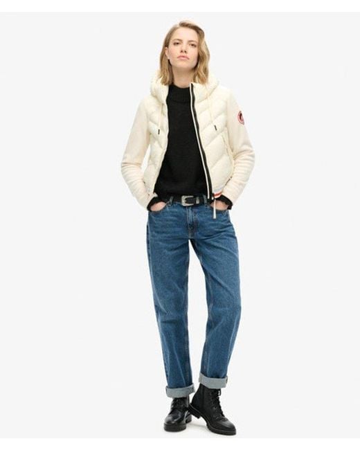 Superdry Storm Fuji Hybrid Bomberjack Met Capuchon in het White
