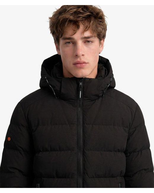 Superdry Black & Co Hooded Sports Puffer Jacket for men
