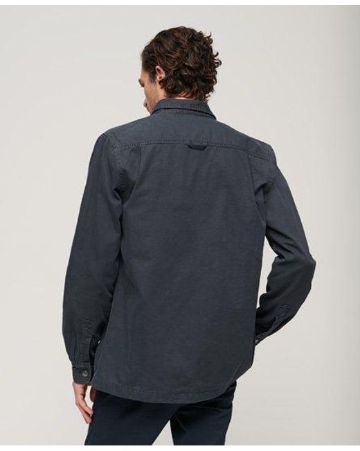 Superdry Blue Organic Cotton Canvas Workwear Overshirt for men