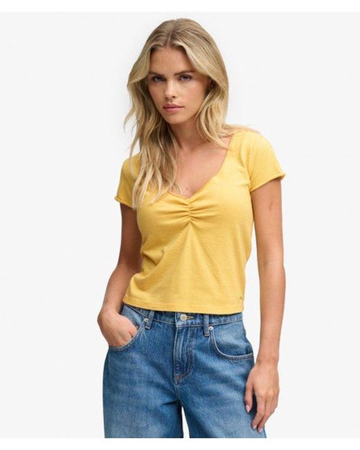 Superdry Metallic & Co Athletic Essentials Gathered Pattern Top