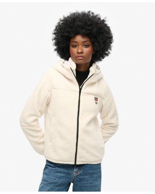 Femme Veste A Capuche En Peau Lainee Trekker Taille Superdry en coloris Noir Lyst