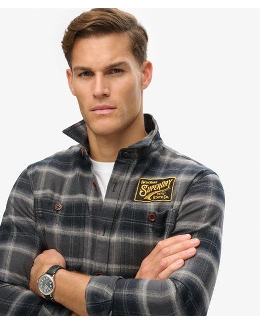 Superdry Gray & Co Classic Check Embroidered Overshirt for men