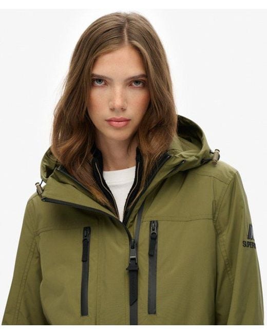 Superdry Lange Shell Parka Met Capuchon in het Green