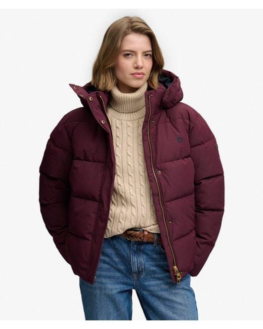 Superdry Red & Co Premium Hooded Puffer Jacket