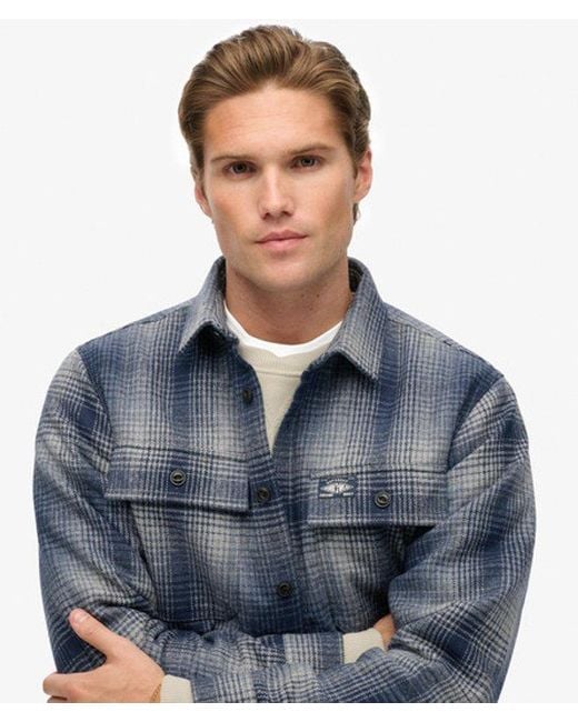 Superdry Blue Wool Miller Overshirt for men