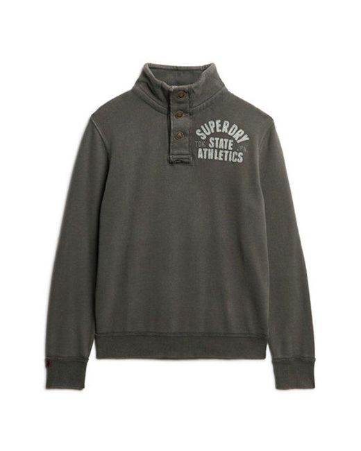 Superdry Gray & Co Vintage Athletic Half Button Sweatshirt for men