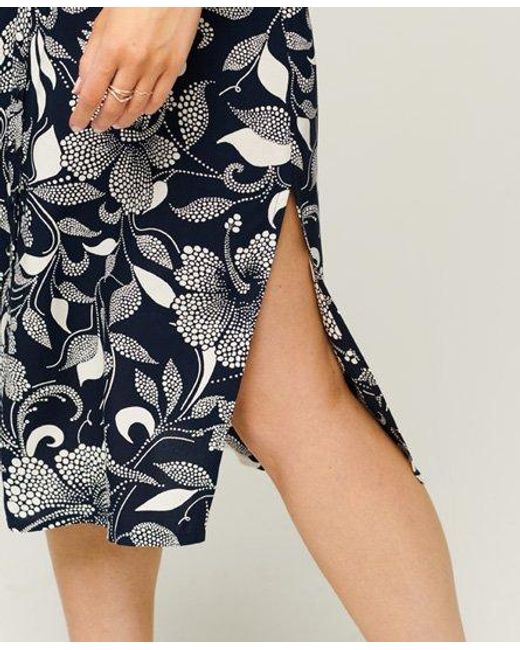 Superdry White Printed Button-Up Cami Midi Dress Hibiscus Dot