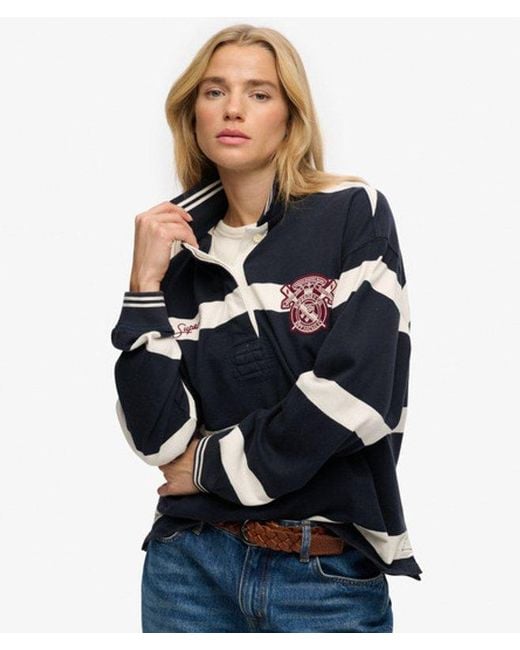 Superdry Blue & Co Crest Stripe Rugby Top