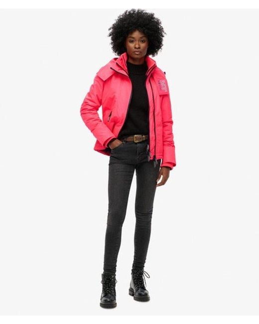 Superdry Pink & Co Fully Lined Embroidered Logo Hooded Mountain Windbreaker Jacket