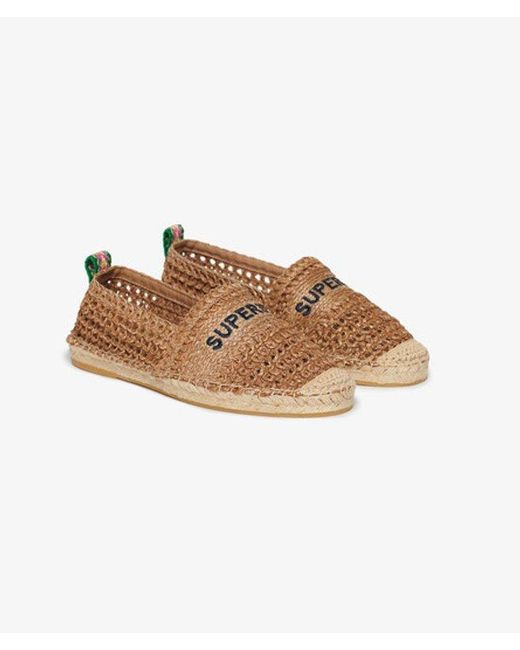 Superdry Natural & Co Raffia Espadrille Embroidered Shoe