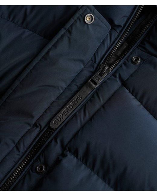 Superdry Blue & Co Hooded Sports Puffer Mid Length Jacket