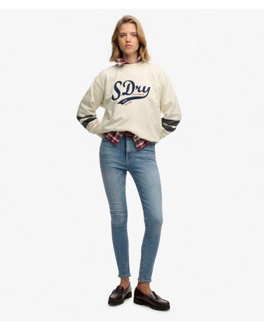 Superdry Natural & Co Varsity Script Loose Crew Sweatshirt