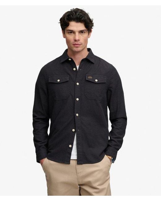 Superdry Blue Herringbone Workwear Shirt for men