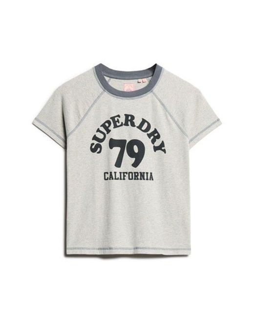 Superdry White & Co Ladies Slim Fit Graphic Print Athletic Essentials Raglan T-shirt