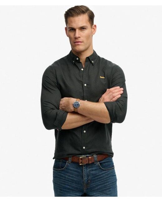 Superdry Black & Co Cotton Linen Long Sleeve Shirt for men