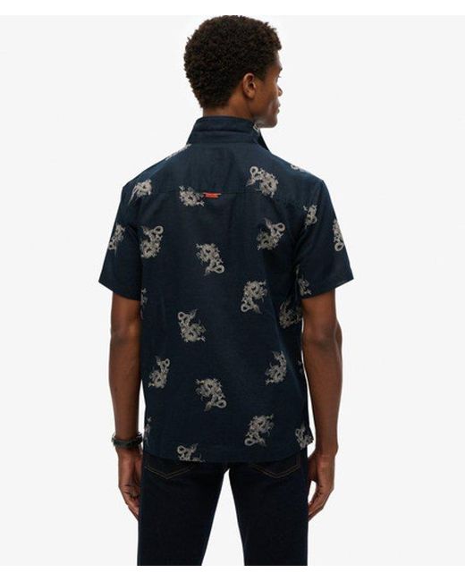 Superdry Blue Short Sleeve Beach Shirt - Size: L for men