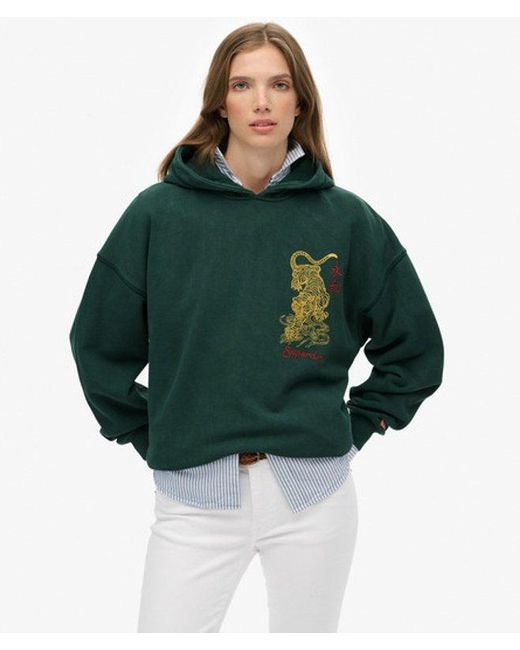 Femme Sweat À Capuche Overtaille Tokyo Narrative Taille Superdry en coloris Green
