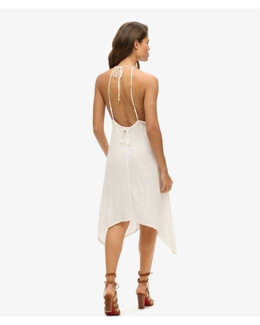 Superdry White Lace Detail Ibiza Halter Midi Dress
