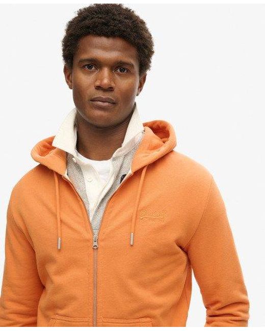 Superdry Essential Logo Zip Hoodie in Orange for Men Lyst UK