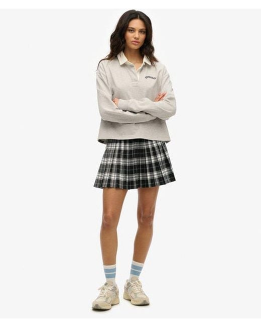 Superdry Black Check Pleated Mini Skirt