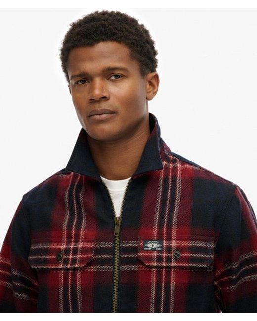 Superdry Red & Co Wool Blend Miller Zip Overshirt for men