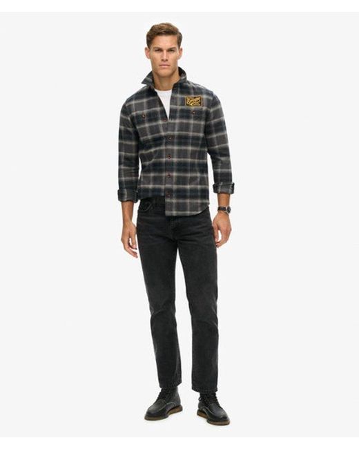 Superdry Gray & Co Classic Check Embroidered Overshirt for men