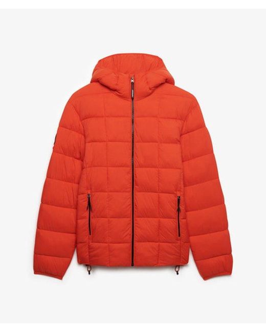 Superdry Red & Co Hooded Box Quilt Fuji Lite Jacket for men