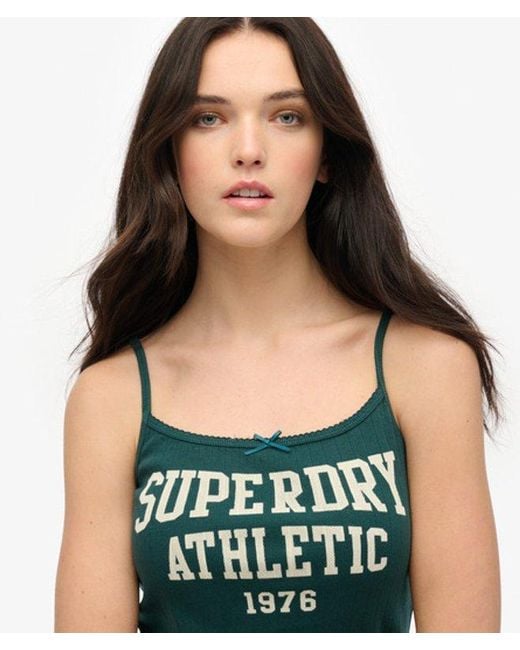 Superdry Blue & Co Athletic Essentials Graphic Pointelle Cami Top