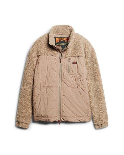 Superdry Natural Classic Quilted Sherpa Workwear Hybrid Jacket for men