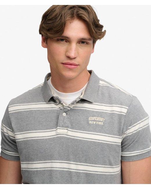 Superdry Gray & Co Vintage Stripe Jersey Polo Shirt for men