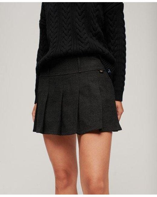 Superdry Black Low Rise Pleated Mini Skirt