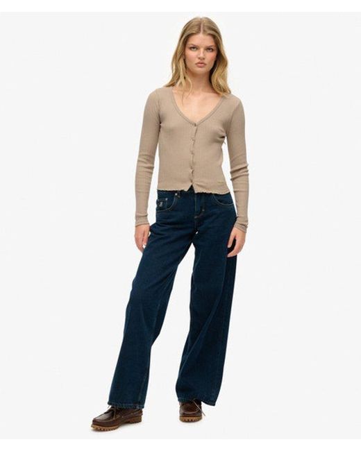Superdry Natural & Co Essential Button Long Sleeve Top