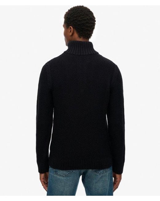 Homme Pull À Demi-Zip En Maille Torsadée Jacob Taille Superdry pour homme en coloris Black